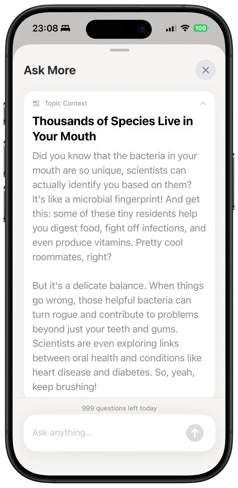 Ask More AI response about oral microbiome